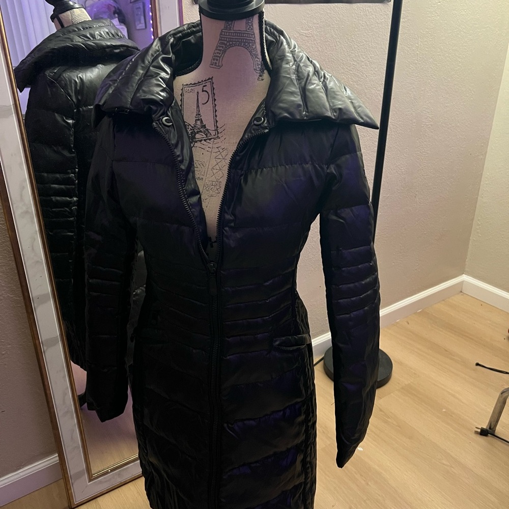 Vince Camuto Black Puffer Jacket with High Collar